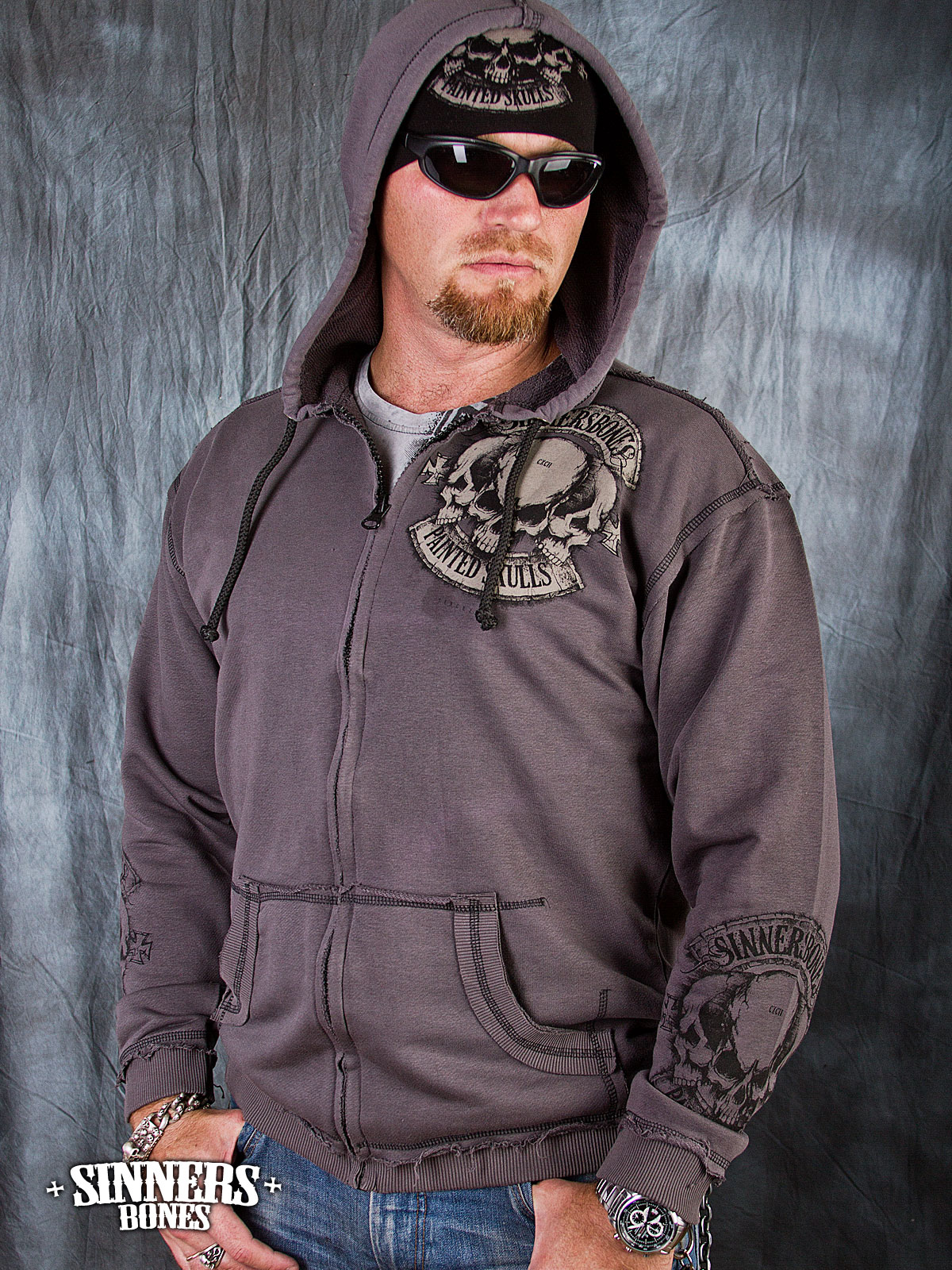 Man's Hoodie "Painted Skulls"