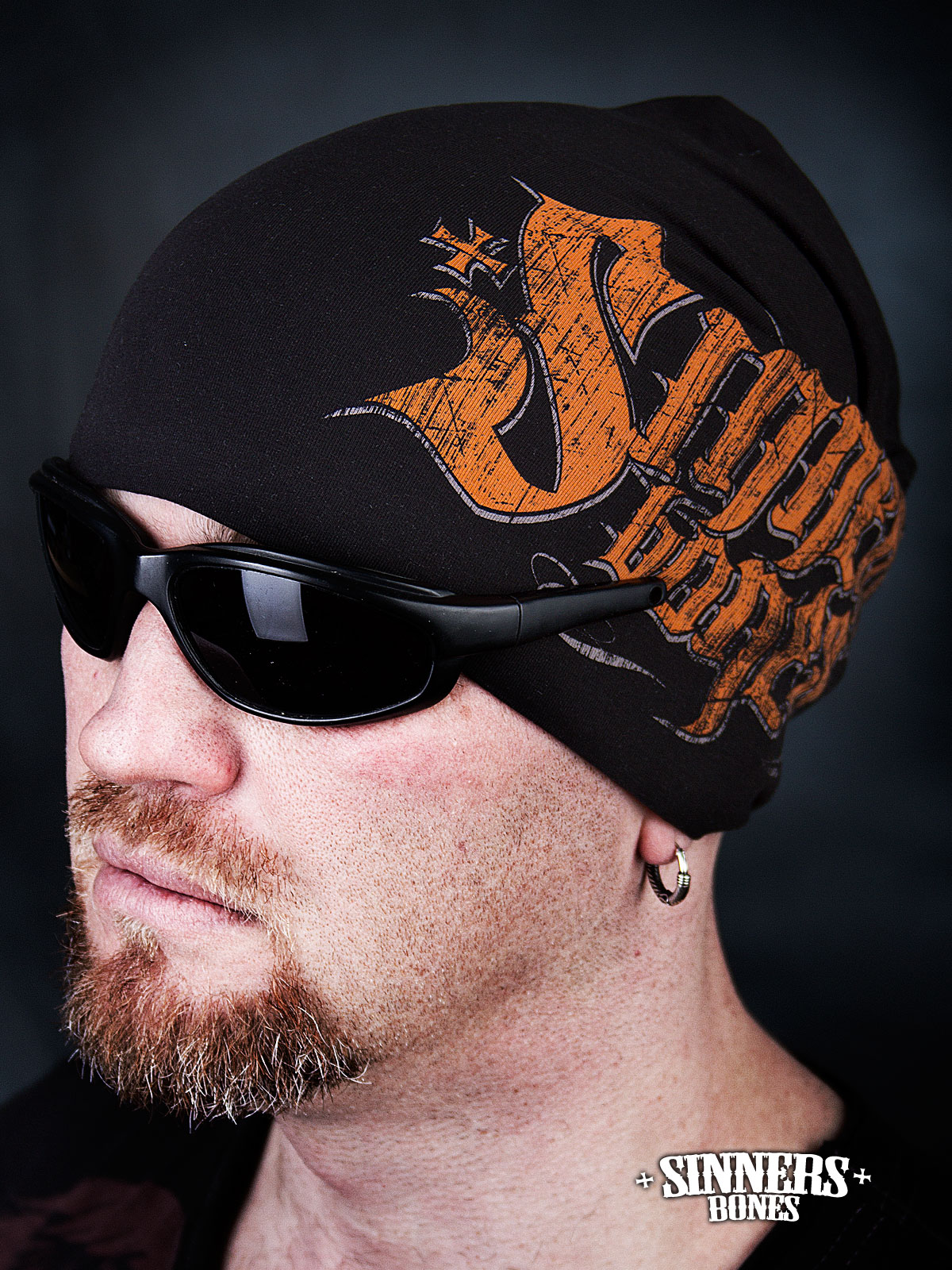 Black Winter Hat "SINNER's BONES"