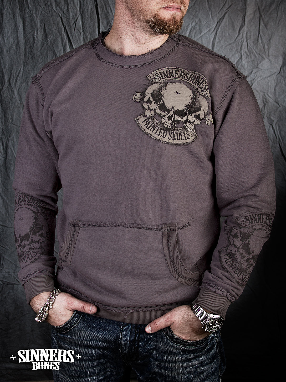 Man's Sweatshirt "Painted Skulls"