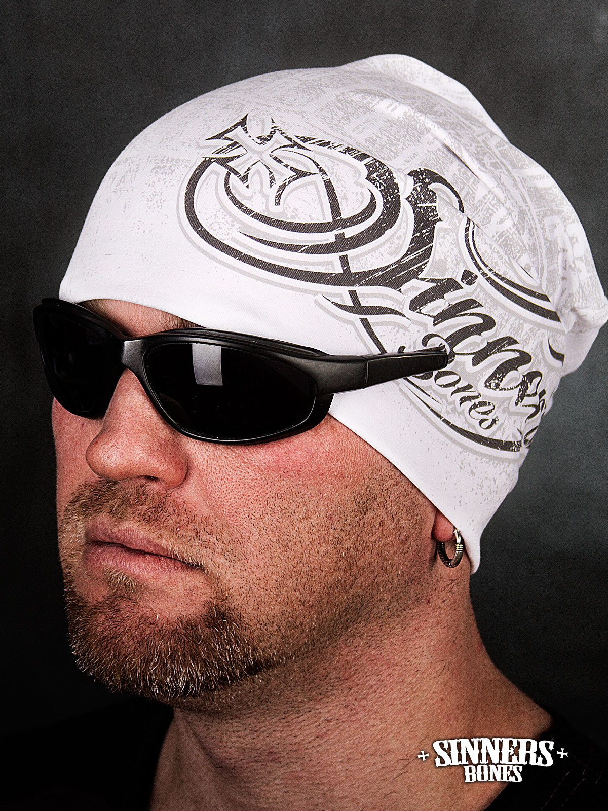 White Winter Hat "SINNER's BONES"